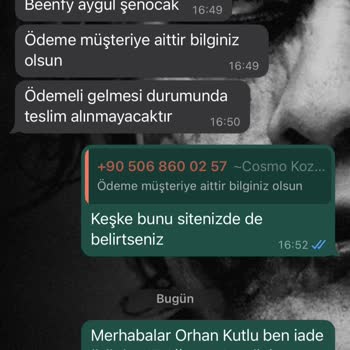 Cosmo Kozmetik Ücret İade Sorunu