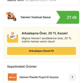 Migros Sebepsiz Sipariş İptali