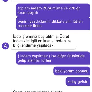 Getir Alışveriş Hasarlı Ürün İadesi Yapılmayan Ücret