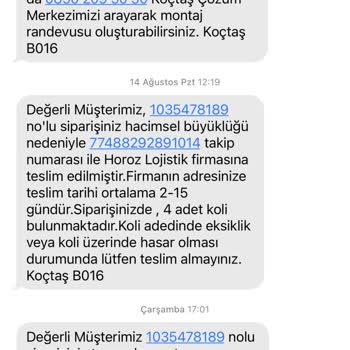 Koçtaş Ürünü Teslim Etmemesine Rağmen Teslim Edildi Olarak Gösteriyor.