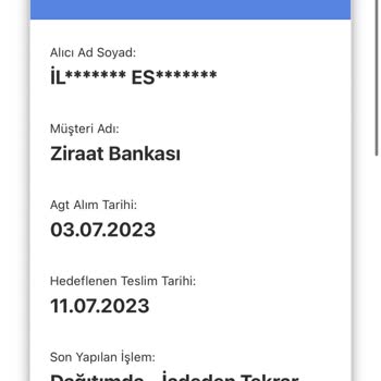AGT Kurye (aynigunteslim.com) Ziraat Bankası KYK Kartımın Kaybolması Sonucu Yeni Bir Kart Gönderilmedi Ve Sürekli Oyalanıyorum!