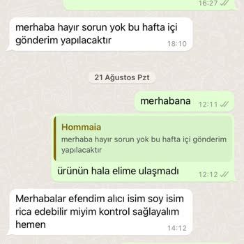 Homamia Ev Tekstili Ürünlerin Kargoya Verilmemesi Ve Eksik Ürün Gönderimi