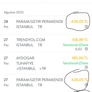 Getir Fazla Ödeme Alındı