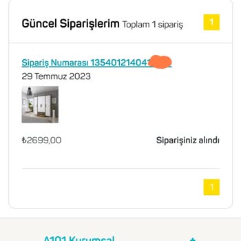 A101 Mağaza Siparişi 30 Günü Geçtiği Halde Hala Elime Ulaşmıyor.