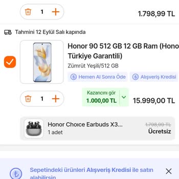 Hepsiburada Honor 90 Telefon Yanında Kulaklık Vermiyor
