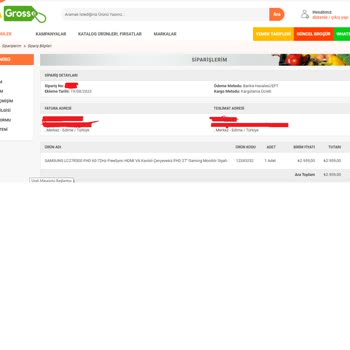 Arya Gross Stok Kontrolü Ve Sipariş İptalinde Sorun