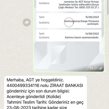 AGT Kurye (aynigunteslim.com) Teslim Edilmeyen Kargo