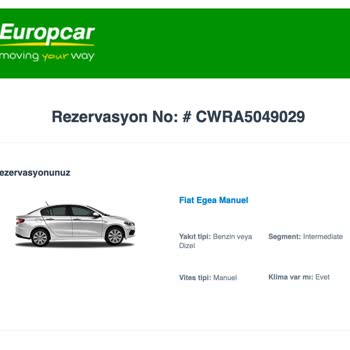 Europcar 'dan Araç Kiralama İşleminde Yaşadığım Sorunlar