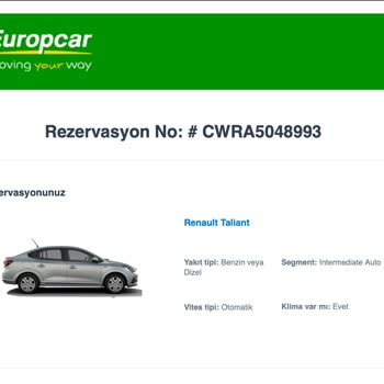 Europcar 'dan Araç Kiralama İşleminde Yaşadığım Sorunlar