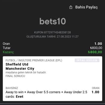 Bets10 Kazanan Kuponumu İptal Etti