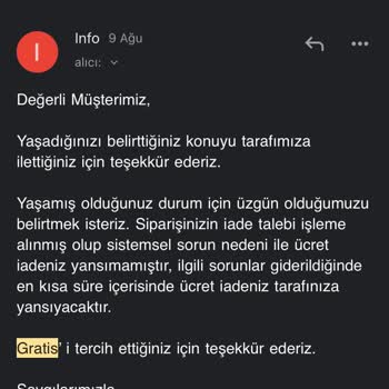 Gratis Kontör Stick İade