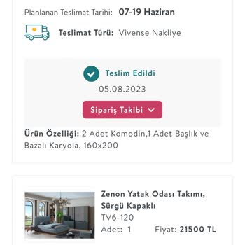 Vivense Teslim Edilmeyen Sipariş