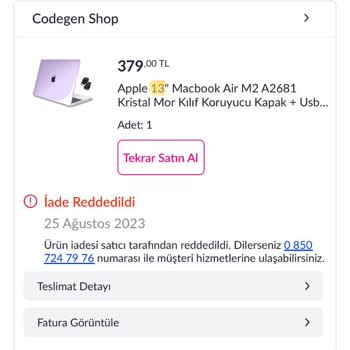 Codegen Hatalı Gönderilen Ürünü İade Almadılar