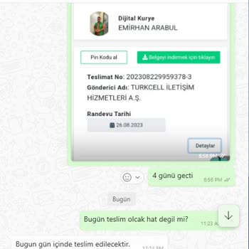 Turkcell - Dijital Kurye Taşımacılık A. Ş. Sim Kartımı Teslim Etmiyor