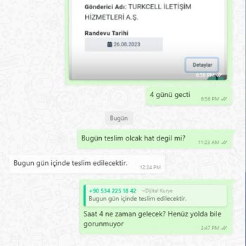 Turkcell - Dijital Kurye Taşımacılık A. Ş. Sim Kartımı Teslim Etmiyor