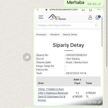 Ev Bazaar AVM Sipariş Verdiğim Ürün Gönderilmedi