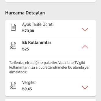 Vodafone Güncel Tutar Ek Yansıma