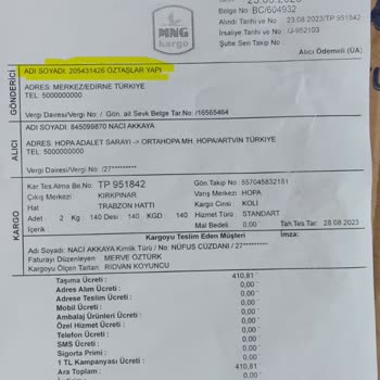 MNG Kargo Hopa Şubesin Den