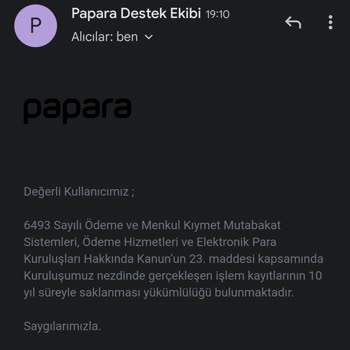 Papara Bilgilerimi Saklıyor Hesabım Kötü Niyetle Kullanılıyor Olabilir