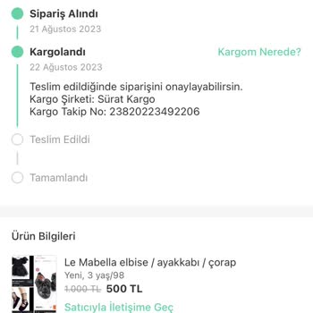 Sürat Kargo Paketin Elime Ulaşması!