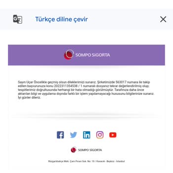 Sompo Sigorta İnsani İnsan Yerine Koymuyor. Hayatimizin Şokunu Yasadık