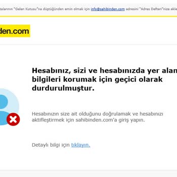 Sahibinden İlan Ücreti Ödedim. Hesabım Durduruldu. Ücret İadesi İstiyorum.