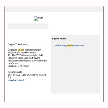 Bosch Para İademi Yapmıyor