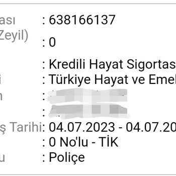 Türkiye Hayat Emeklilik VakıfBank Tüketici Kredisi Hayat Sigortası Kesintisi