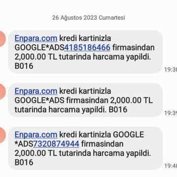 Google*Ads İzinsiz Hesaptan Para Çekmekte