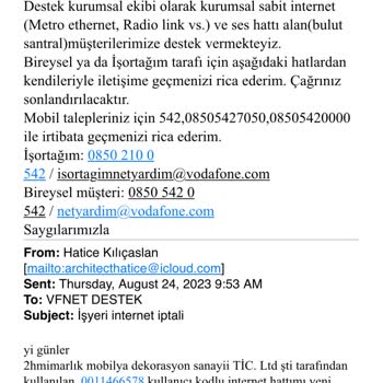 Vodafone İş Yeri Ortağım Nakil İşlemi