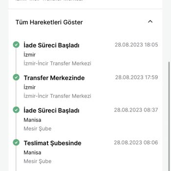 Trendyol Express Haberim Olmadan İade Ediyor