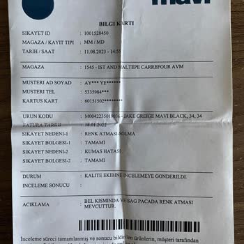 Mavi -jack Model Pantolon Değişim Yapılmadı