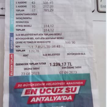 Antalya Büyükşehir Belediyesi Astronomik Su Faturası