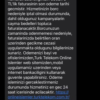 Türk Telekom Alakasız Numara Borcu Mesajı