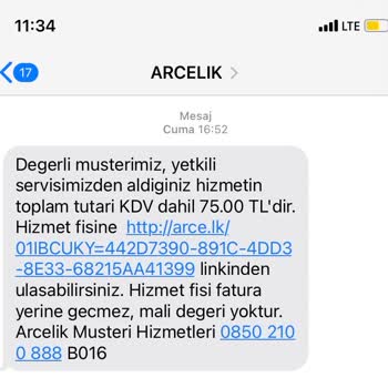 Arçelik Yetkili Servis Memnuniyetsizliği