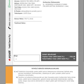 Arçelik Yetkili Servis Memnuniyetsizliği