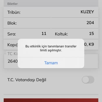 Passolig Bu Etkinlik İçin Transfer Limiti Aşılmıştır