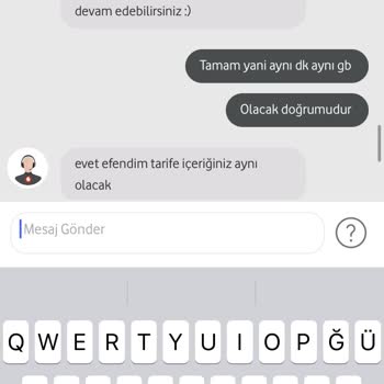 Vodafone Faturalı Hat Tarife Hk. Bilgi Eksikliği