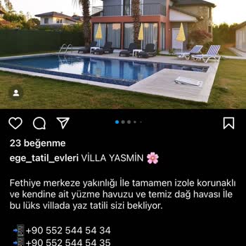 Ege Tatil Evleri (Instagram: Ege_tatil_evleri) Muğla Fethiye Villa Yasmin Mağdur Etti