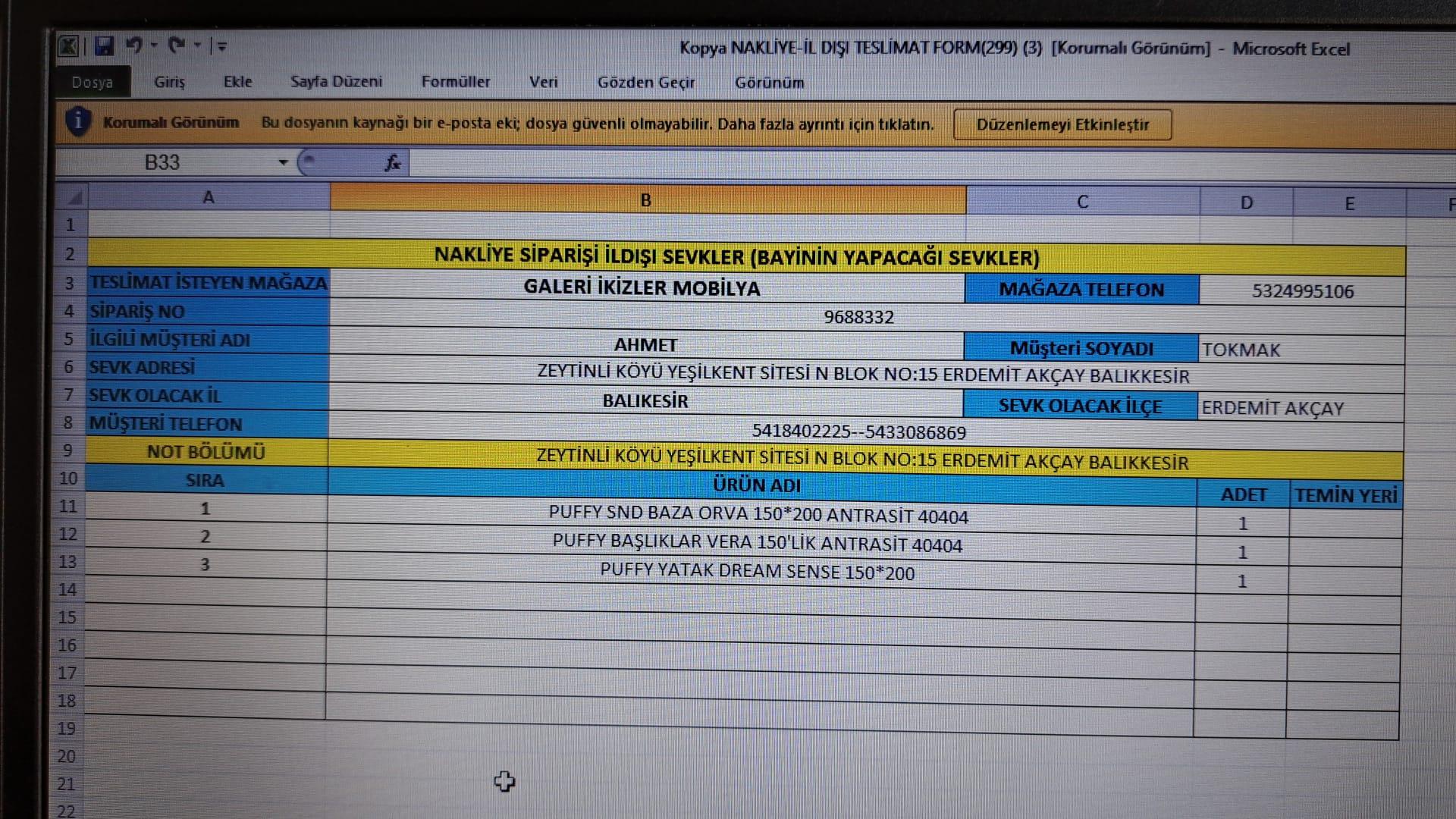 Puffy Sipariş Teslim Bilgi Verilmemesi Şikayetvar