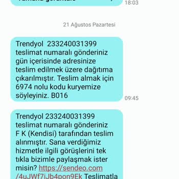 Trendyol Dolap Ürün Elime Ulaşmadı