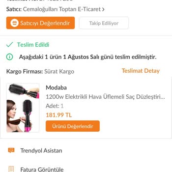 Trendyol'dan Aldığım Fon Tarağı Bozuldu