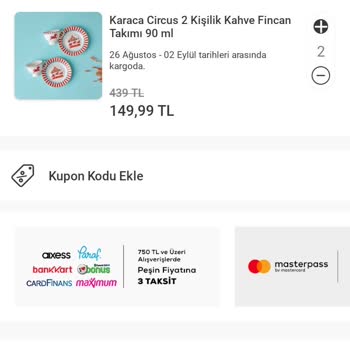 Karaca Züccaciye İki Kisilik Olan Ürünün Tek Kisilik Gelmesi