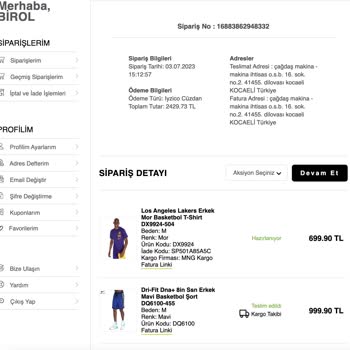 Sportive İnternet Sitesi Alışveriş İadesi