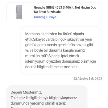 Hepsiburada Grundig Türkiye Buzdolabı Mağduriyeti