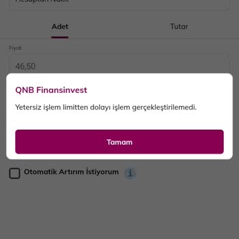 QNB Finansinvest Halk Arz Talebinde Bulunamıyorum