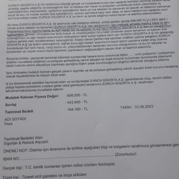 Zurich Sigorta Pert Araba Ödeme Konusunda