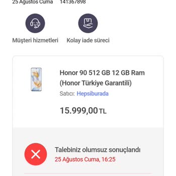 Hepsiburada Ürün Eksiği Konusunda (honor90