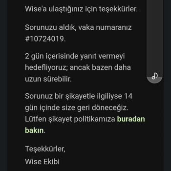 Wise (transferwise) Param Gönderiliyor Hatası