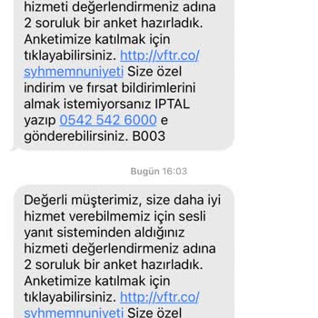 Vodafone Her Gün Aynı Saatte Anket Mesajını Yolluyor Rahatsız Ediyor.